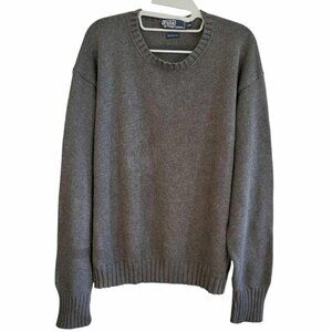 Polo by Ralph Lauren Gray Sweater XXL 100% Cotton Crew Neck Red Pony